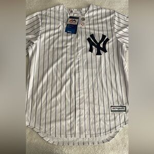 Majestic White and Black Striped Jersey